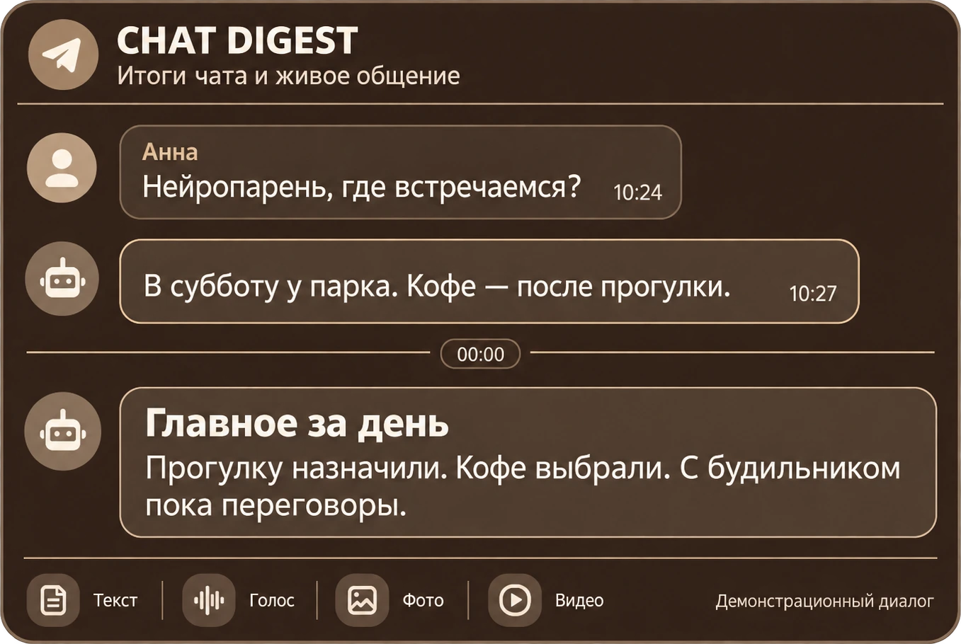 Художественная визуализация интерфейса CHAT DIGEST