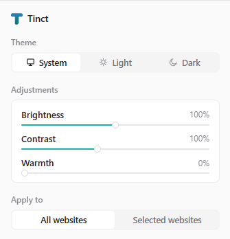 Tinct в светлой теме